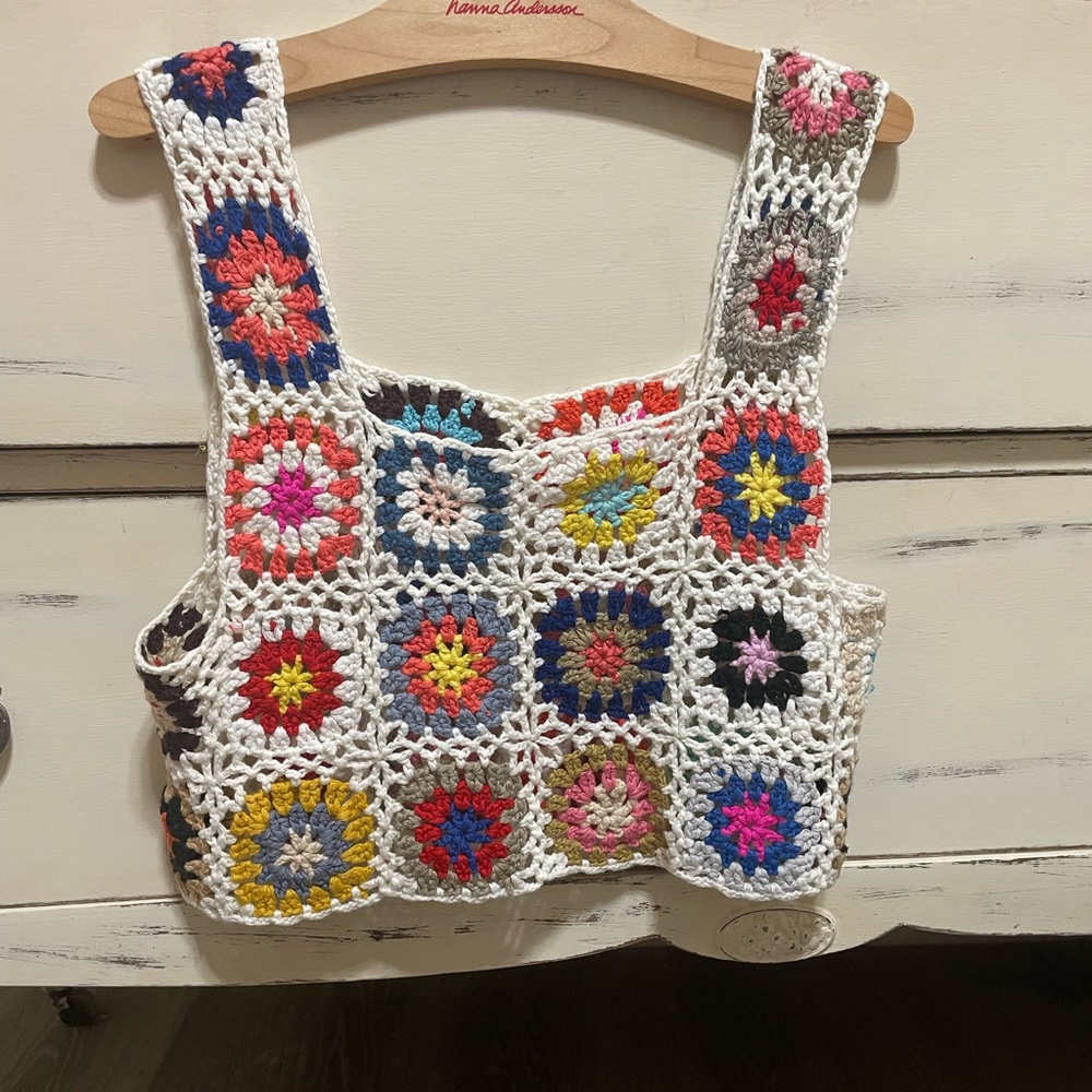 Sale! Colorful Crochet Crop Top - Picture 3 of 4